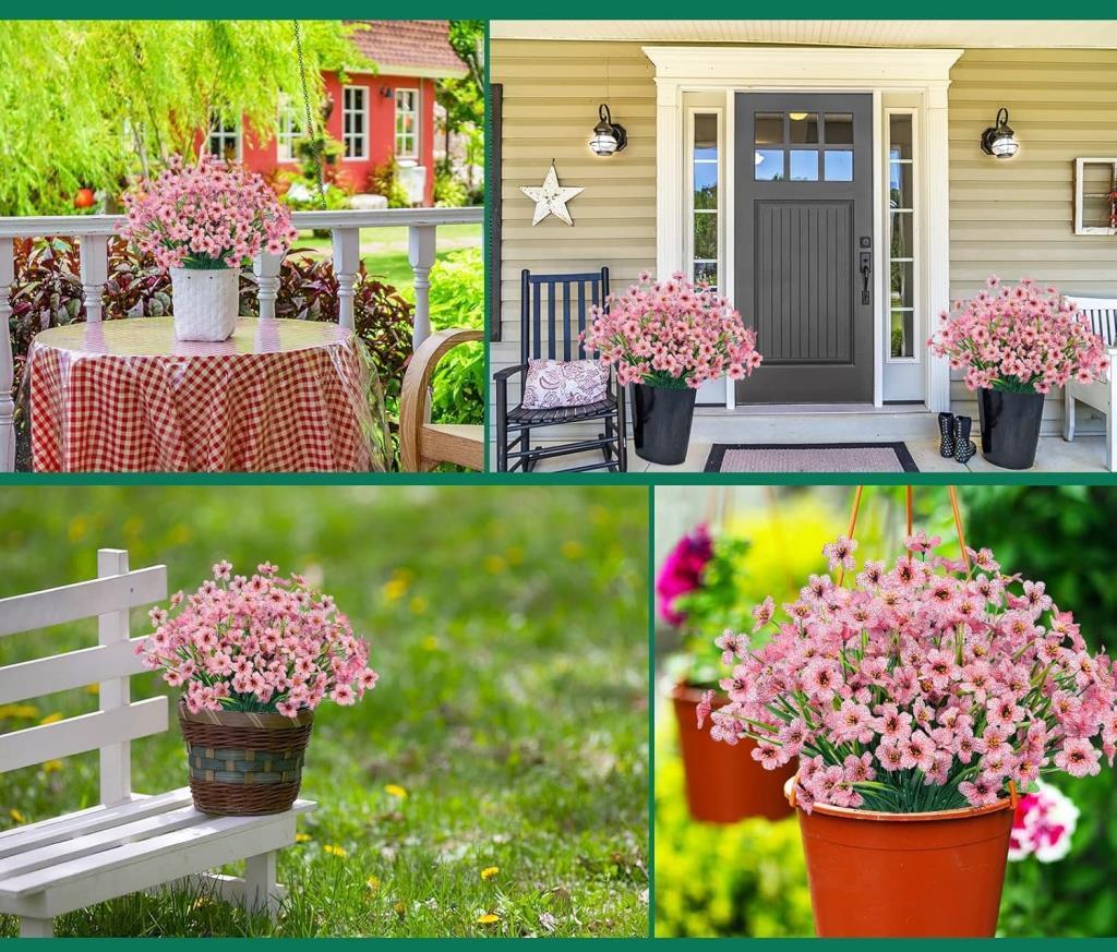 12li Set Yapay Çiçek Sazlı Mine Pembe Renk 5 Dallı 33cm 