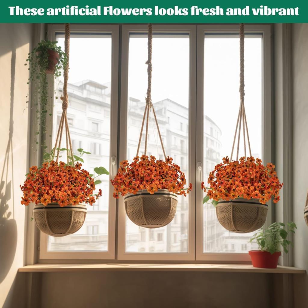 12li Set Yapay Çiçek Sazlı Mine Turuncu Renk 5 Dallı 33cm 