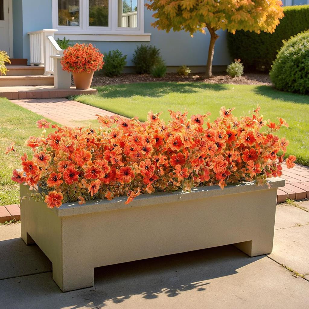 12li Set Yapay Çiçek Sazlı Mine Turuncu Renk 5 Dallı 33cm 