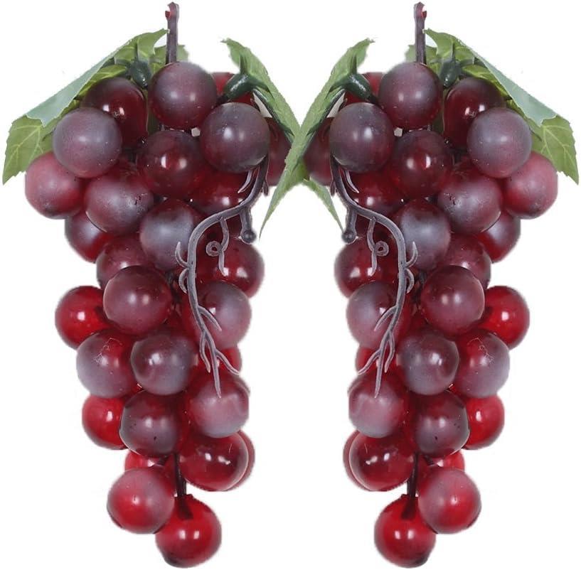 2li Set Yapay Meyve Kırmızı Üzüm Süs Dekoratif Meyve 15CM