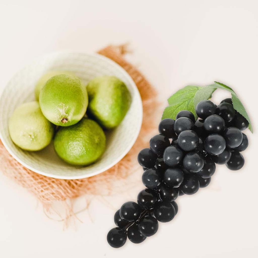 2li Set Yapay Meyve Siyah Üzüm Süs Dekoratif Sahte Meyve 15CM