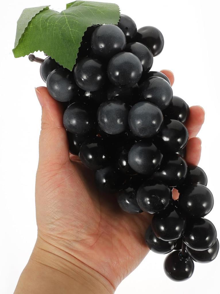 2li Set Yapay Meyve Siyah Üzüm Süs Dekoratif Sahte Meyve 15CM