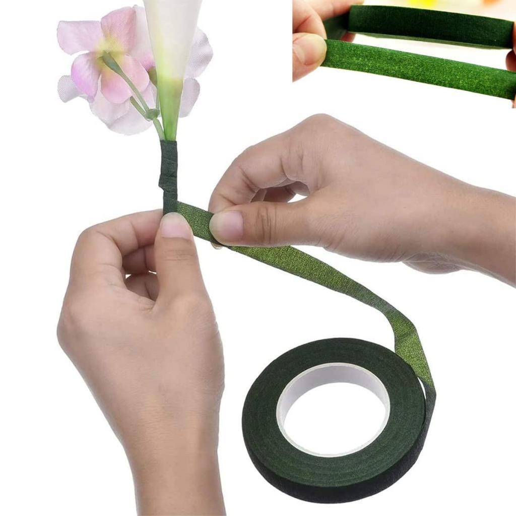 3lü Set Çiçekçi Bandı Yeşil Renk Yapay Çiçek Latex Köpük Çiçek Sapı Sarma Yeşil Bant 30metre 