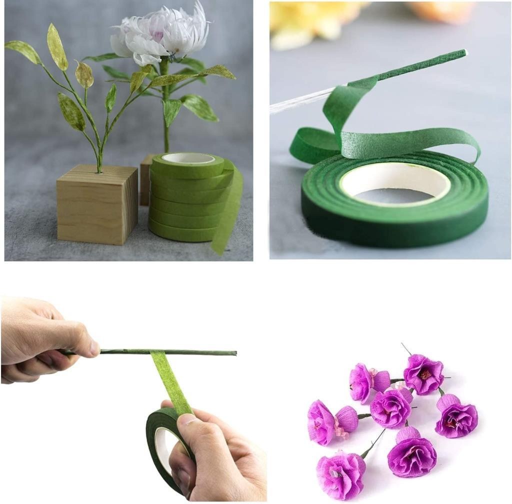 3lü Set Çiçekçi Bandı Yeşil Renk Yapay Çiçek Latex Köpük Çiçek Sapı Sarma Yeşil Bant 30metre 