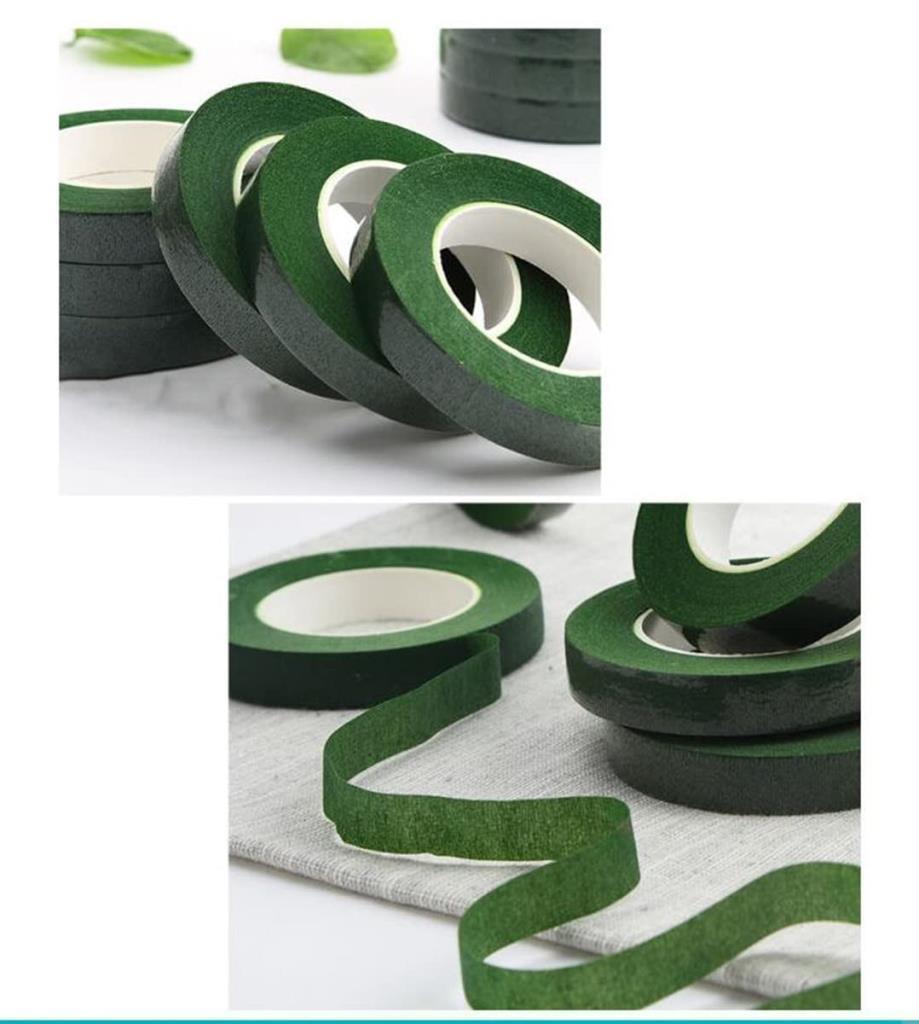 3lü Set Çiçekçi Bandı Yeşil Renk Yapay Çiçek Latex Köpük Çiçek Sapı Sarma Yeşil Bant 30metre 