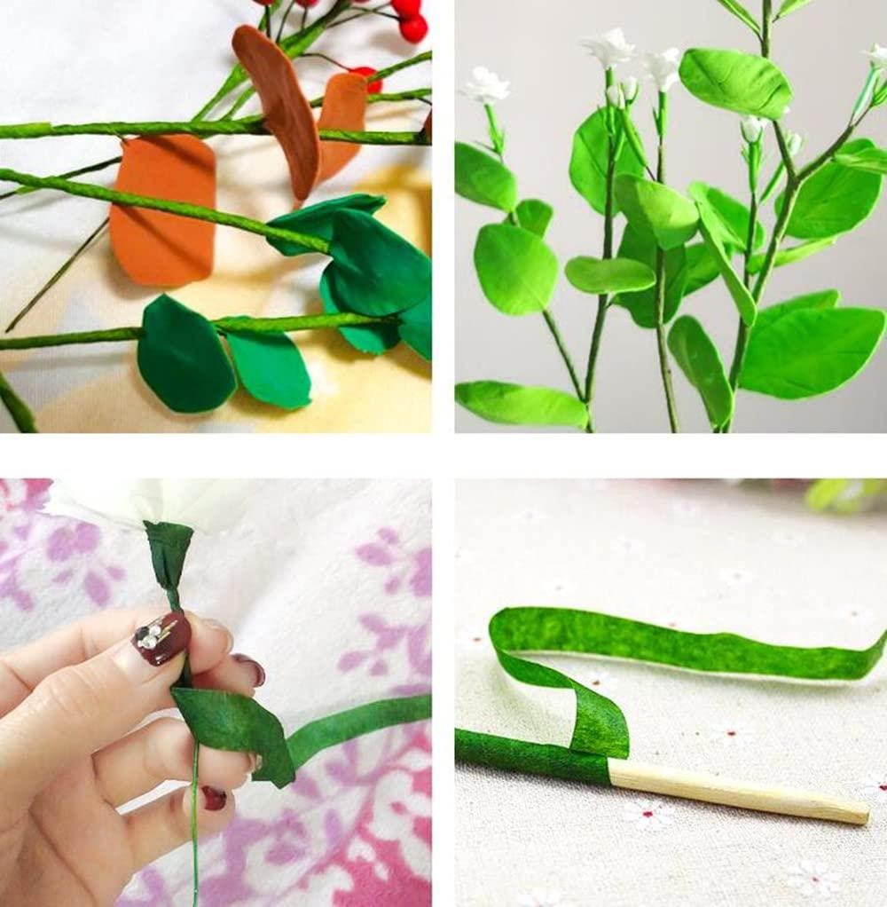 3lü Set Çiçekçi Bandı Yeşil Renk Yapay Çiçek Latex Köpük Çiçek Sapı Sarma Yeşil Bant 30metre 