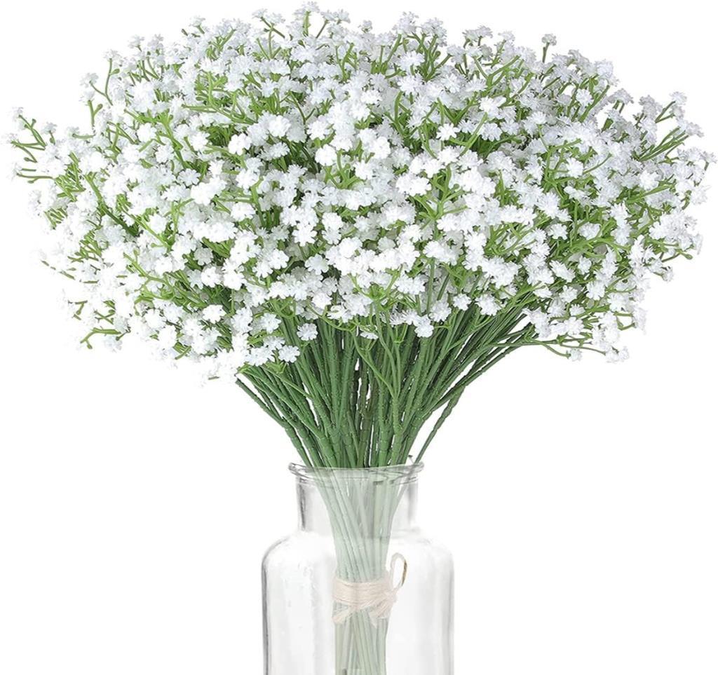 3lü Set Uzun Dal Yapay Çiçek Plastik Beyaz Cipso 4Dallı 63cm