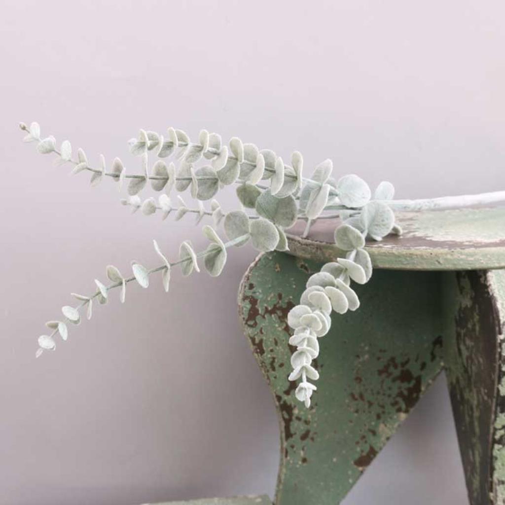 3lü Set Yapay Çiçek Pastel Karlı Okaliptus 48cm 5Dallı Uzun Dal Eucalyptus