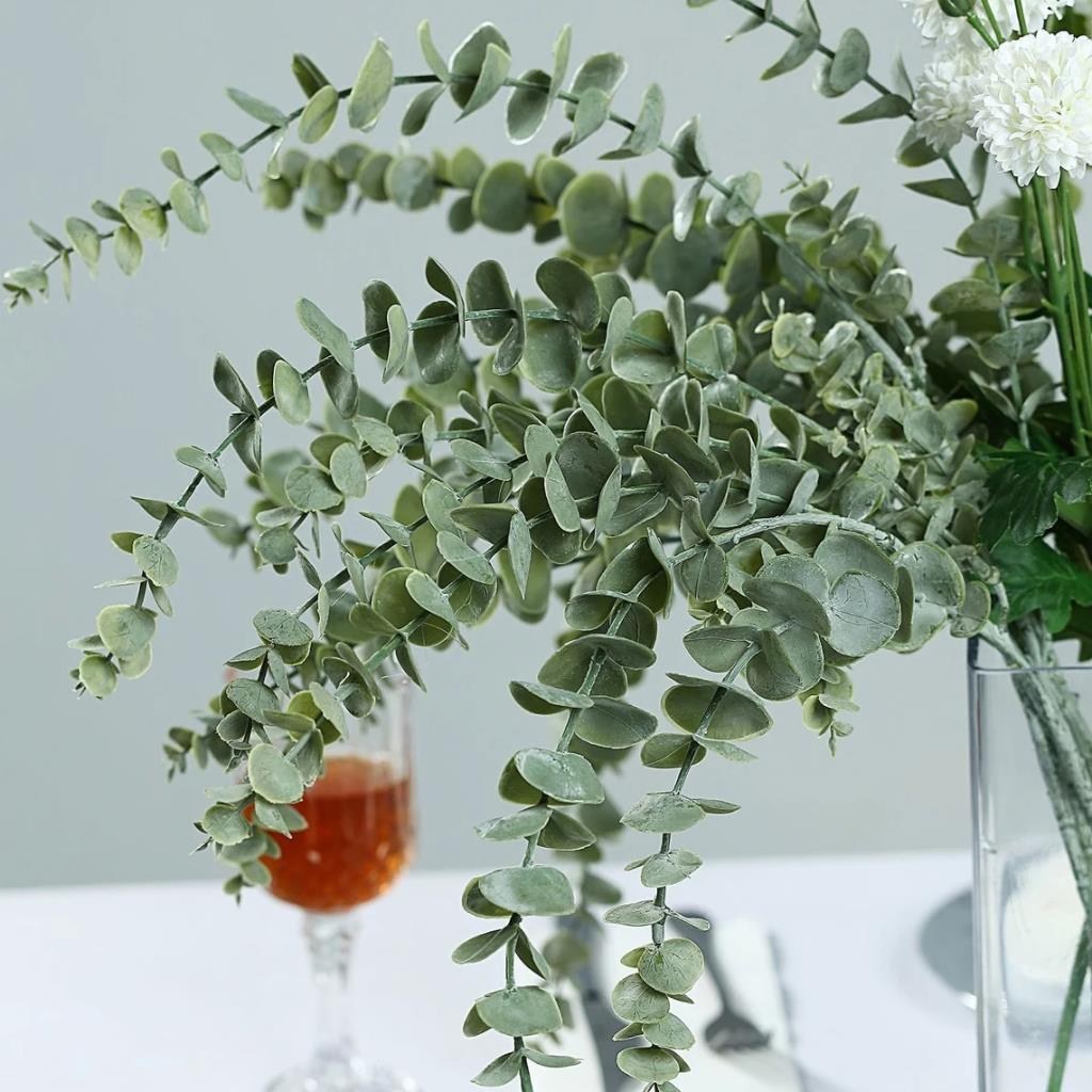 3lü Set Yapay Çiçek Pastel Yeşil Okaliptus 3Dallı Uzun Dal 76cm Eucalyptus