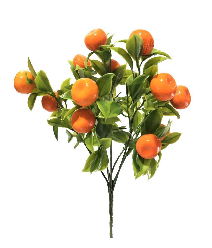 3lü Set Yapay Mandalina Demeti Yapay Çiçek 30*20cm Yeşil Yapraklı 