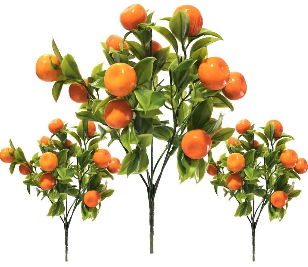 3lü Set Yapay Mandalina Demeti Yapay Çiçek 30*20cm Yeşil Yapraklı 