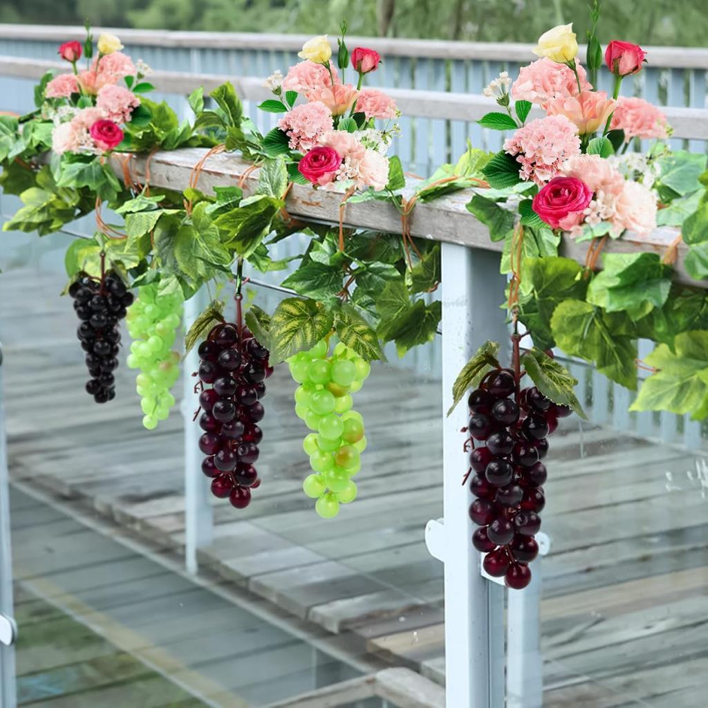 3lü Set Yapay Meyve Kırmızı Siyah Yeşil Üzüm Süs Dekoratif Meyve 15CM