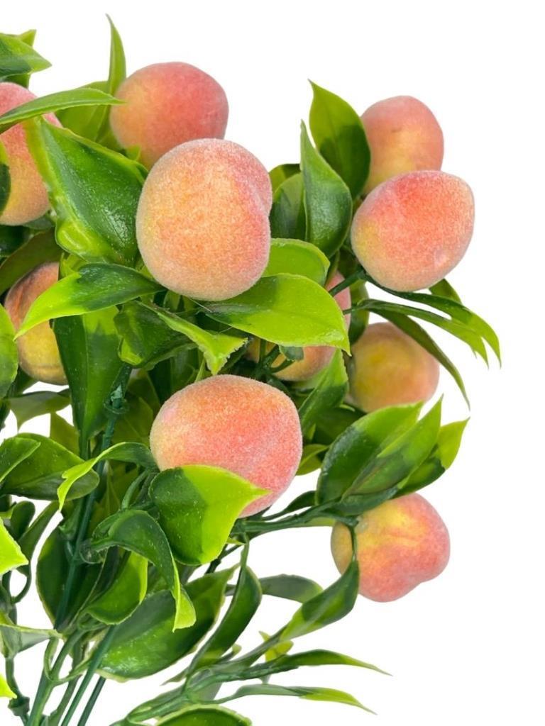 3lü Set Yapay Şeftali Demeti Yapay Çiçek 30*20cm Yeşil Yapraklı 