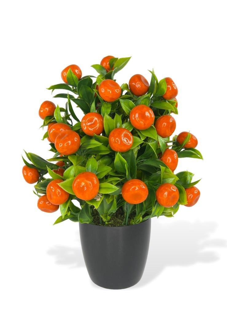 4lü Set Yapay Çiçek Kiraz Nar Limon Ve Mandalina Ağacı Siyah Saksıda 30cm