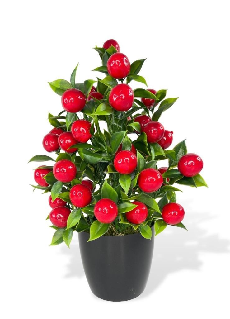 4lü Set Yapay Çiçek Kiraz Nar Limon Ve Mandalina Ağacı Siyah Saksıda 30cm