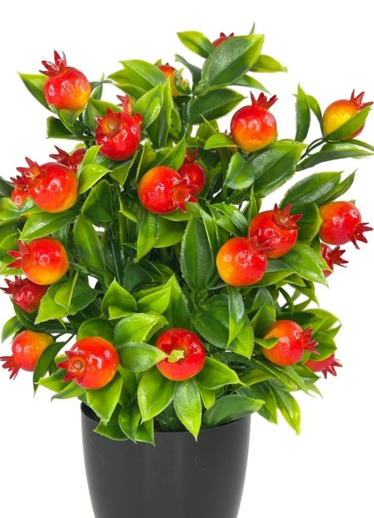 4lü Set Yapay Çiçek Kiraz Nar Limon Ve Mandalina Ağacı Siyah Saksıda 30cm