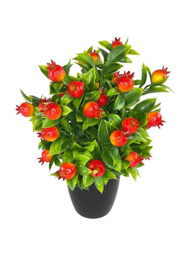 4lü Set Yapay Çiçek Kiraz Nar Limon Ve Mandalina Ağacı Siyah Saksıda 30cm