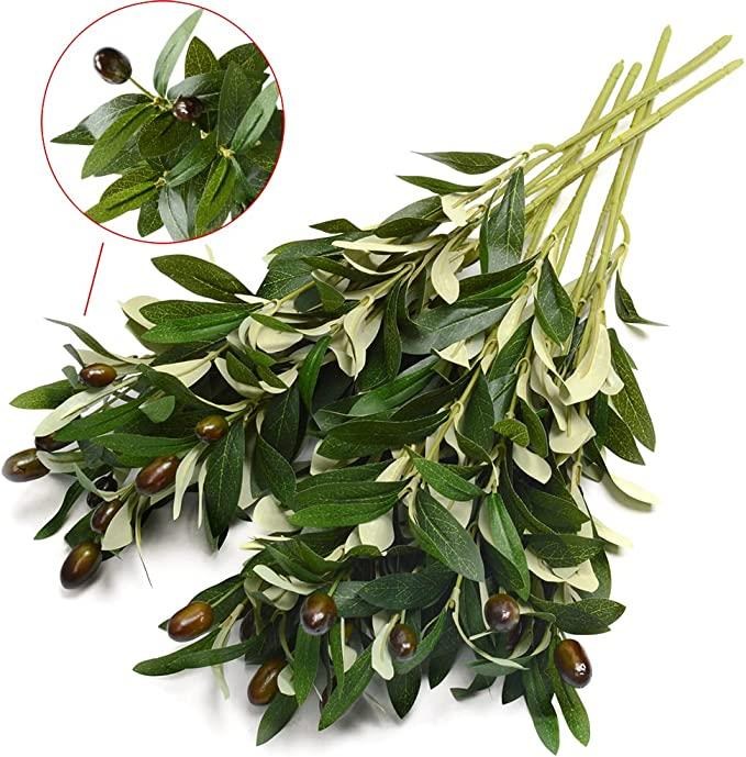 4lü Set Yapay Zeytin Dalı 45cm 4 Meyveli Yapay Çiçek