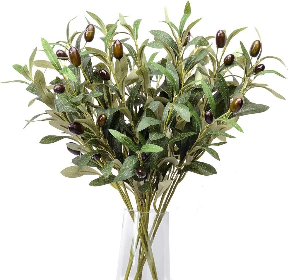4lü Set Yapay Zeytin Dalı 45cm 4 Meyveli Yapay Çiçek