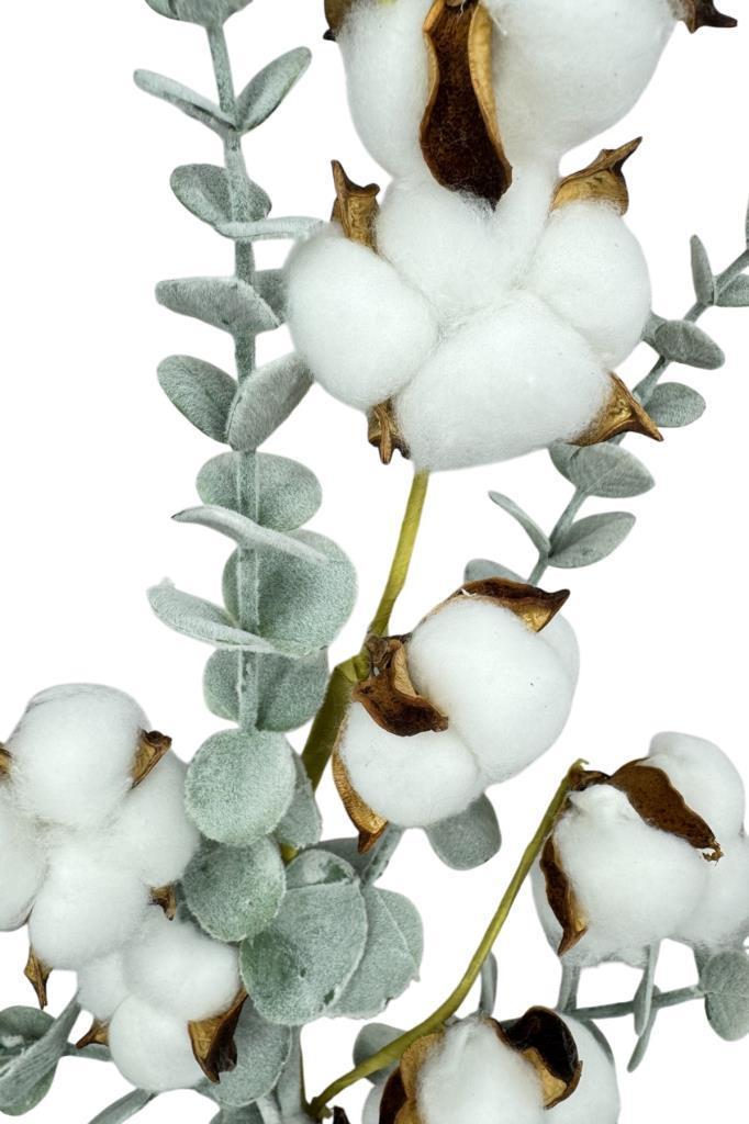 5li set Doğal Pamuk Ve Okaliptus Çiçeği Kuru Çiçek Yapay Çiçek 3+2 Mix  