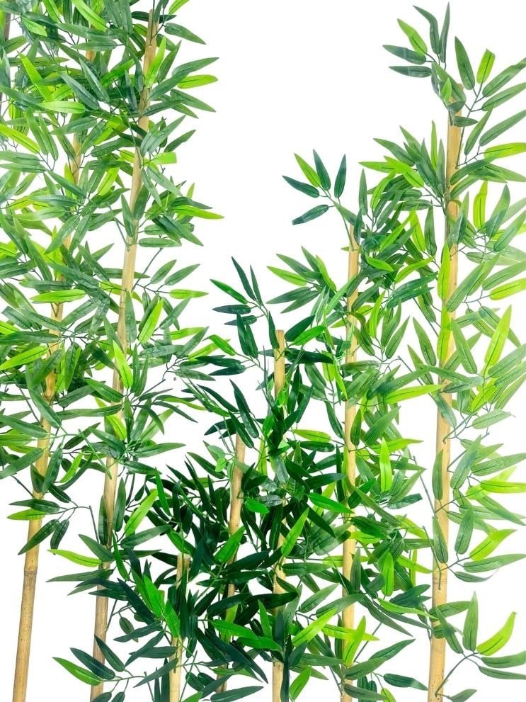 5li Set Yapay Bambu Sopası 17 Yapraklı 160cm Yapay Çiçek Bambu Duvarı Separatör Çiçeği Yapay Çiçek