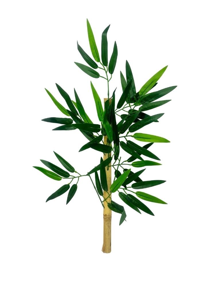 5li Set Yapay Bambu Sopası 6 Yapraklı 50cm Yapay Çiçek Bambu Duvarı Separatör Çiçeği Yapay Çiçek