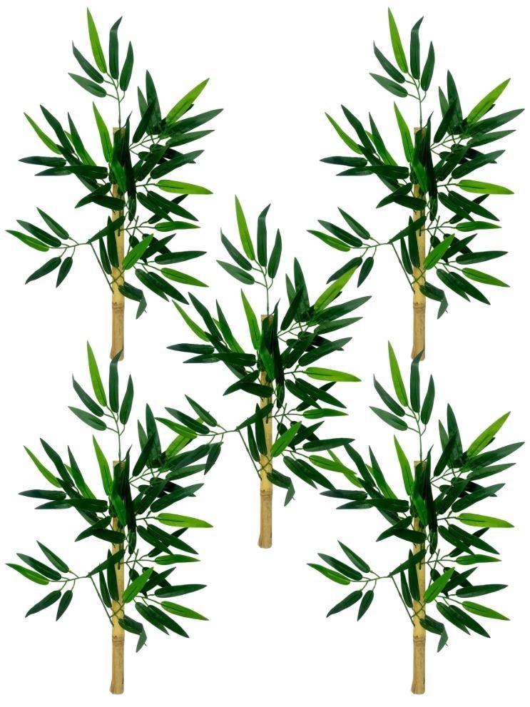 5li Set Yapay Bambu Sopası 6 Yapraklı 50cm Yapay Çiçek Bambu Duvarı Separatör Çiçeği Yapay Çiçek