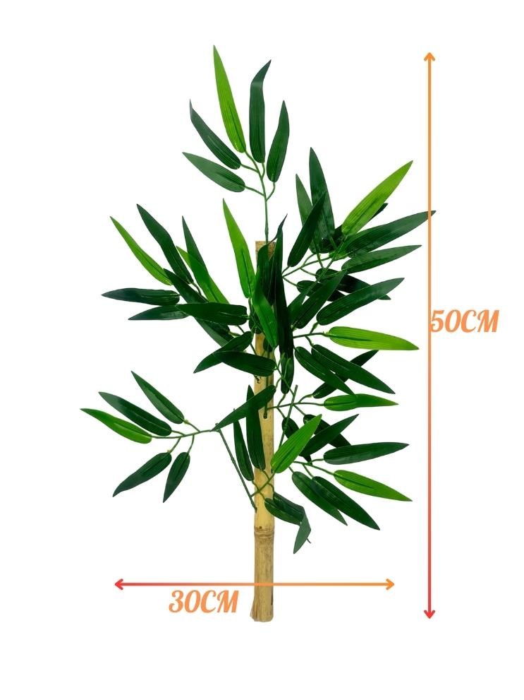 5li Set Yapay Bambu Sopası 6 Yapraklı 50cm Yapay Çiçek Bambu Duvarı Separatör Çiçeği Yapay Çiçek