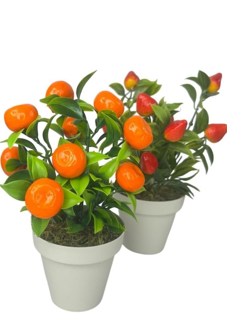 5li Set Yapay Çiçek Mini Saksıda Meyveler 20cm
