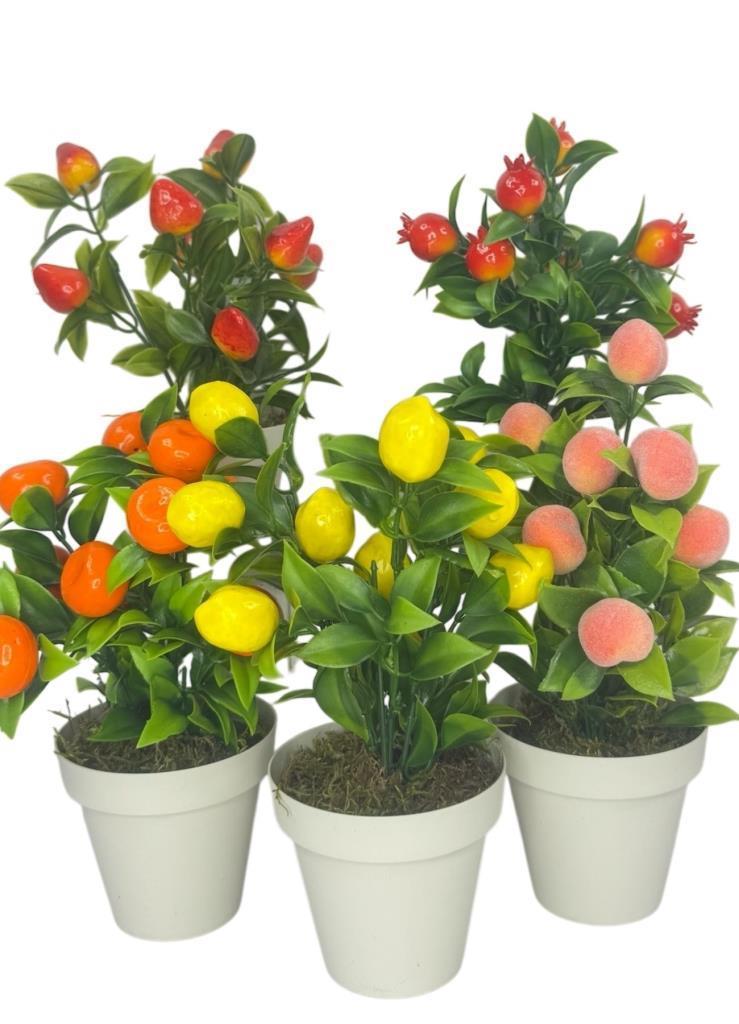 5li Set Yapay Çiçek Mini Saksıda Meyveler 20cm