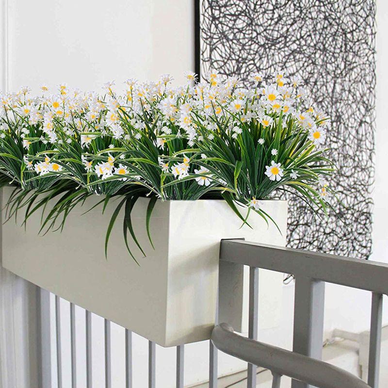 6lı Set Yapay Çiçek Beyaz Papatya 7 Dallı Plastik Dekoratif Yapay Bitki