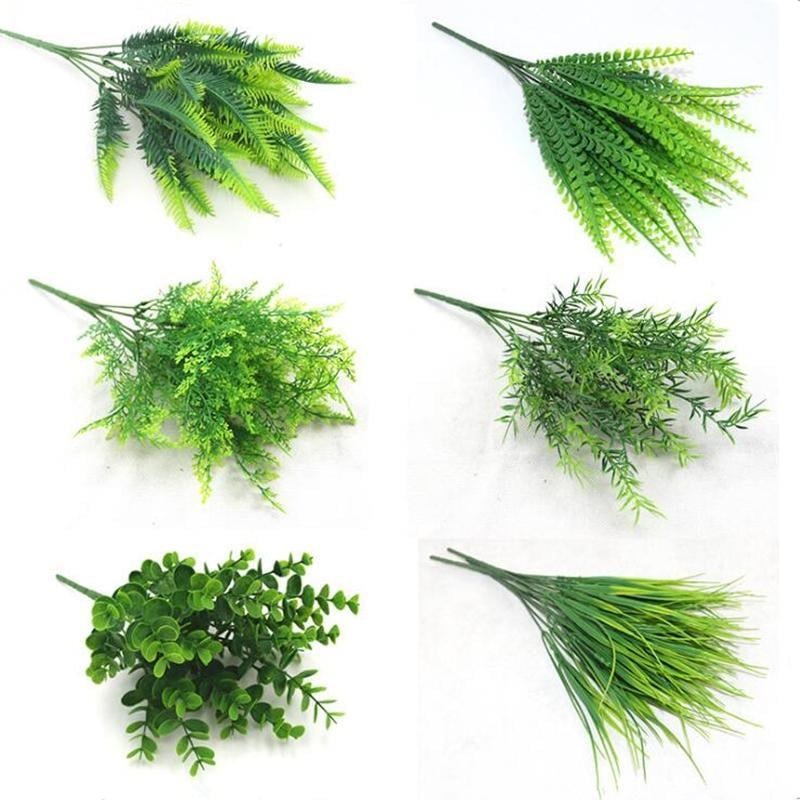 6lı set Yapay Çiçek Fesleğen Şimşir Boston Saz Demeti 5dal Garnitür Aradal Dekoratif Yapay Bitki