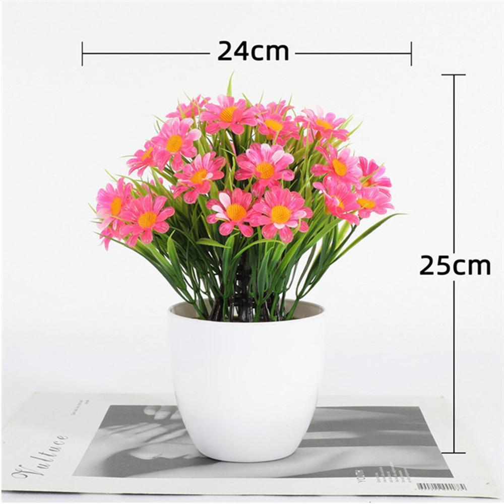 6lı Set Yapay Çiçek Papatya Beyaz Saksıda Karışık Renkler