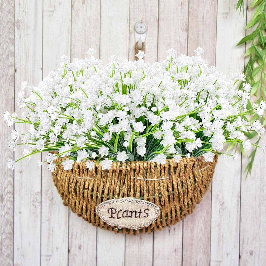 6lı Set Yapay Çiçek Sazlı Lotus Beyaz Renk 7 Dal Plastik  30cm 