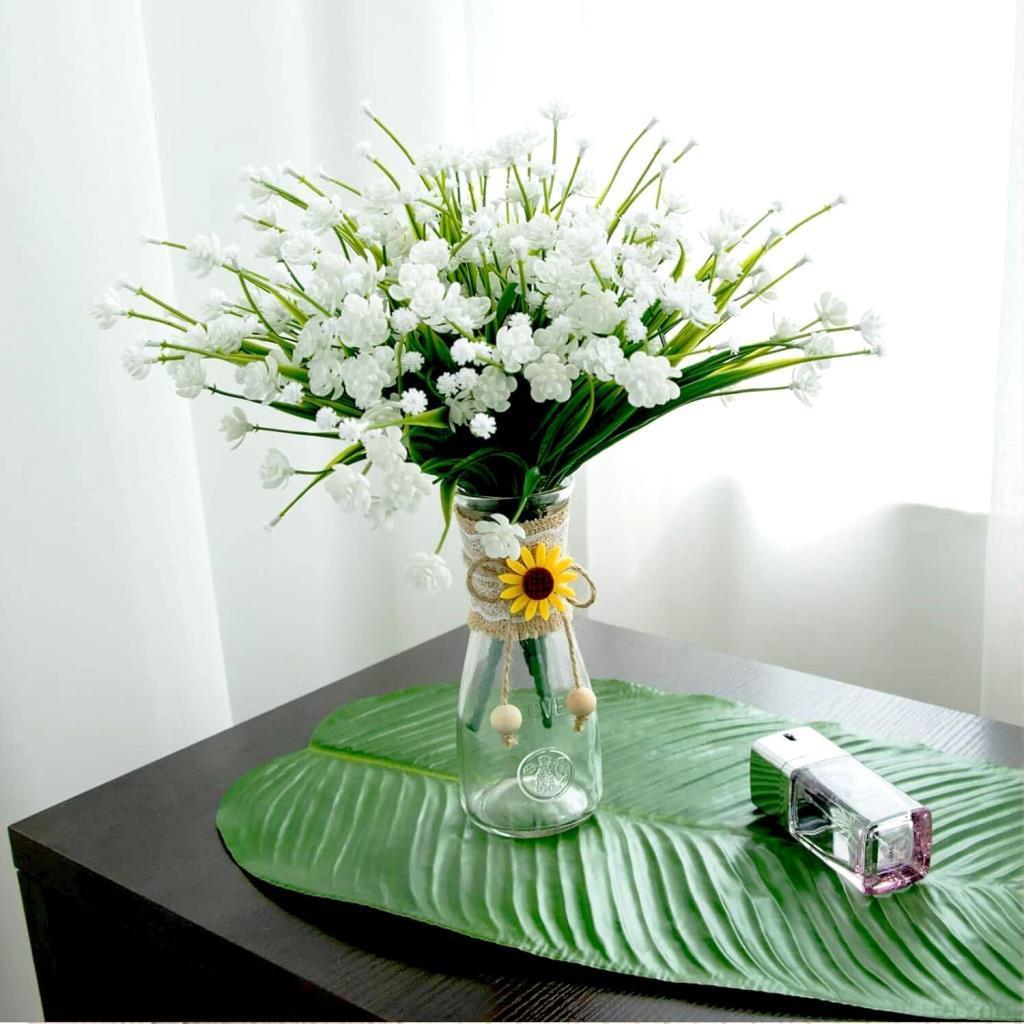 6lı Set Yapay Çiçek Sazlı Lotus Beyaz Renk 7 Dal Plastik  30cm 