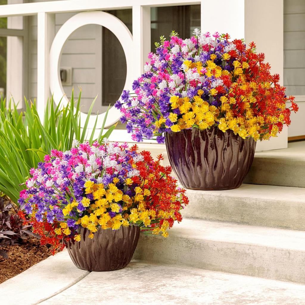 6lı Set Yapay Çiçek Sazlı Lotus Karışık Renk 7 Dal Plastik  30cm 