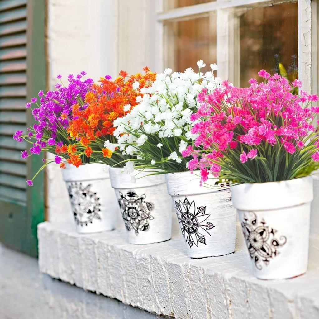 6lı Set Yapay Çiçek Sazlı Lotus Karışık Renk 7 Dal Plastik  30cm 