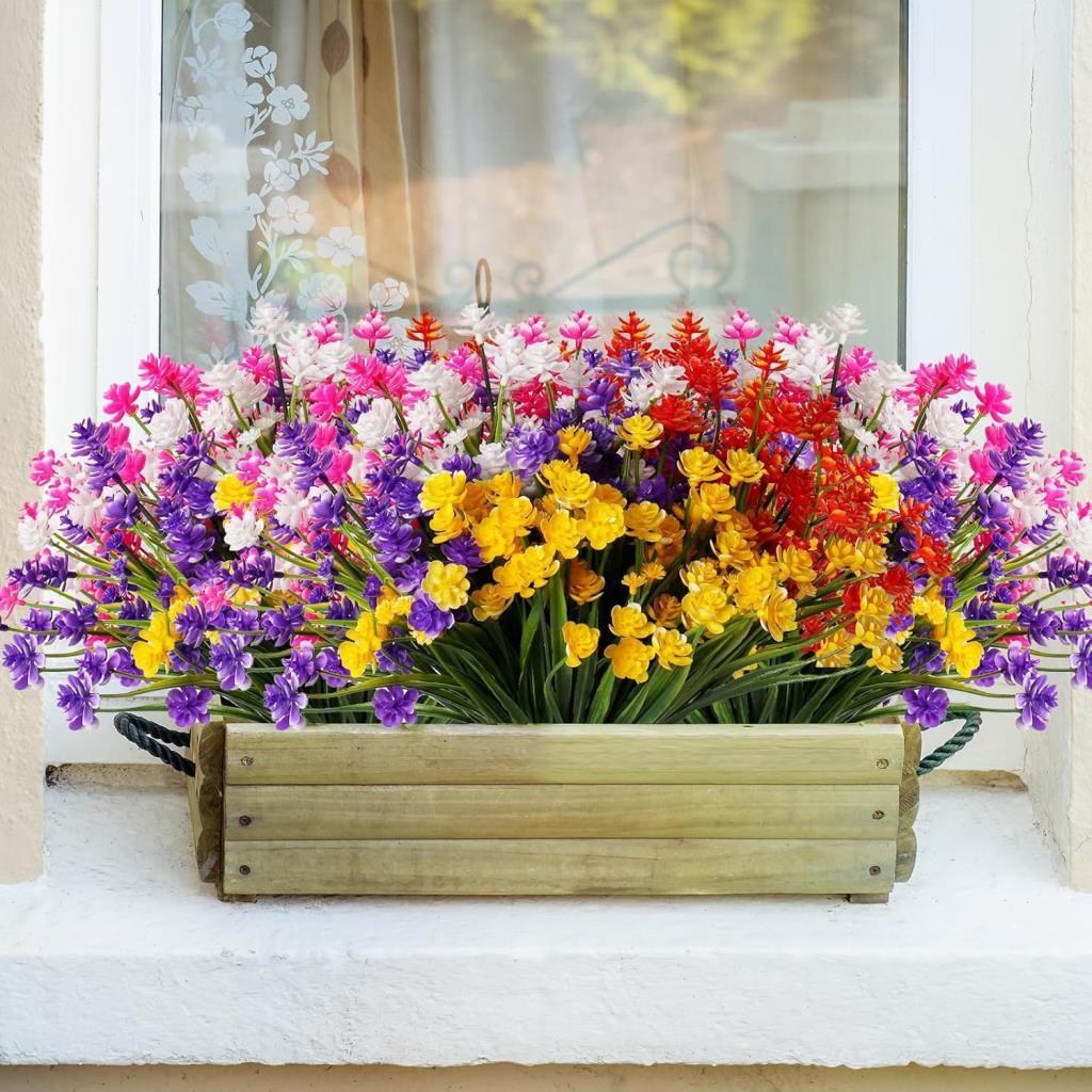 6lı Set Yapay Çiçek Sazlı Lotus Karışık Renk 7 Dal Plastik  30cm 