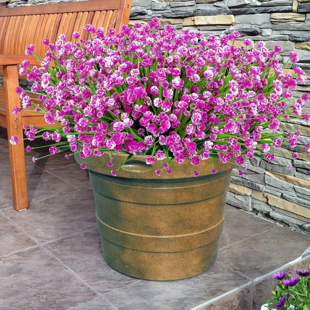 6lı Set Yapay Çiçek Sazlı Lotus Lila Renk 7 Dal Plastik  30cm 