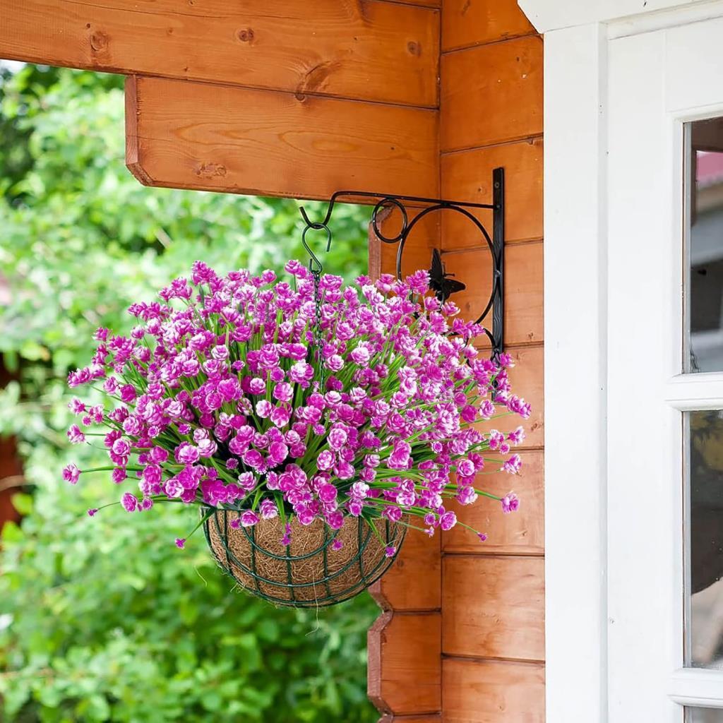 6lı Set Yapay Çiçek Sazlı Lotus Lila Renk 7 Dal Plastik  30cm 