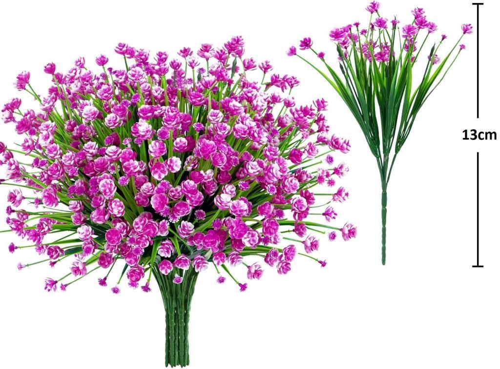 6lı Set Yapay Çiçek Sazlı Lotus Lila Renk 7 Dal Plastik  30cm 