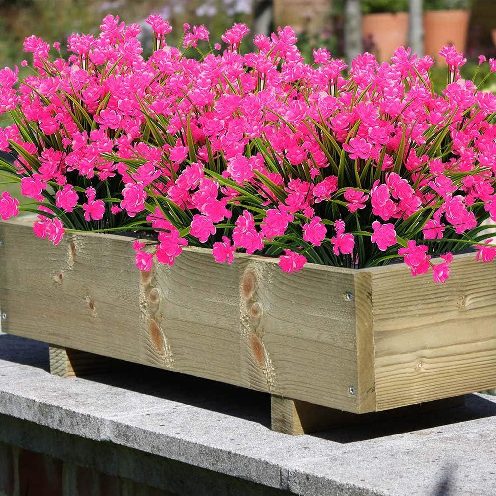 6lı Set Yapay Çiçek Sazlı Lotus Pembe Renk 7 Dal Plastik  30cm 