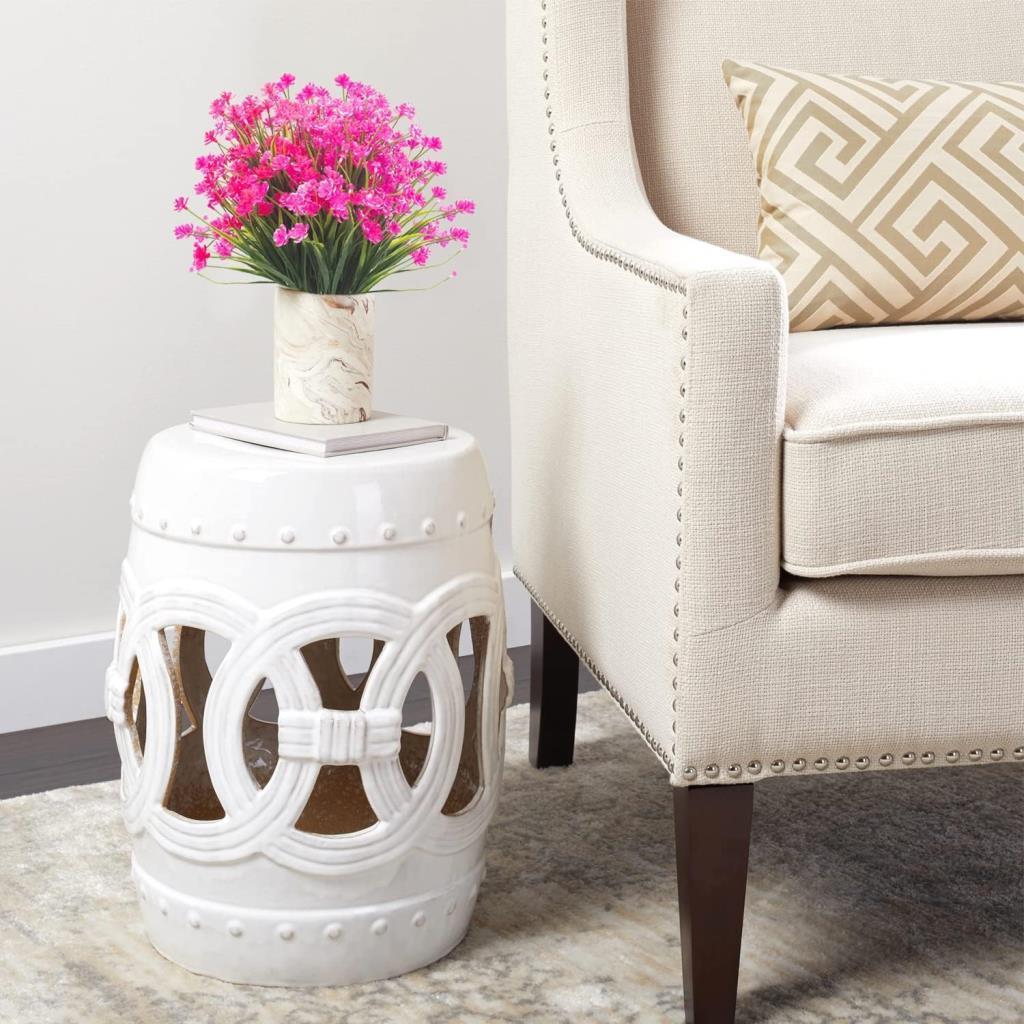 6lı Set Yapay Çiçek Sazlı Lotus Pembe Renk 7 Dal Plastik  30cm 