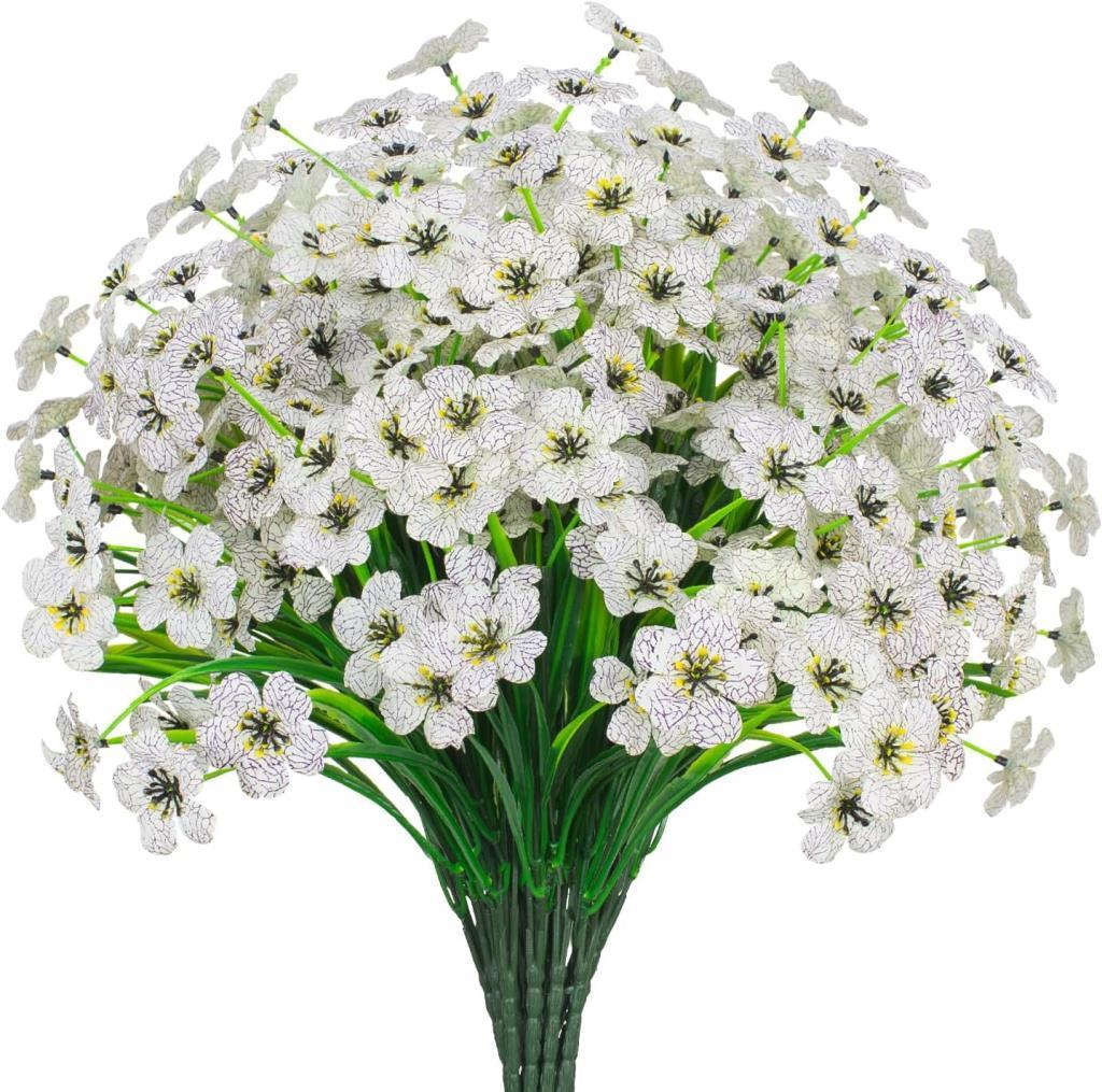 6lı Set Yapay Çiçek Sazlı Mine Beyaz Renk 5 Dallı 33cm