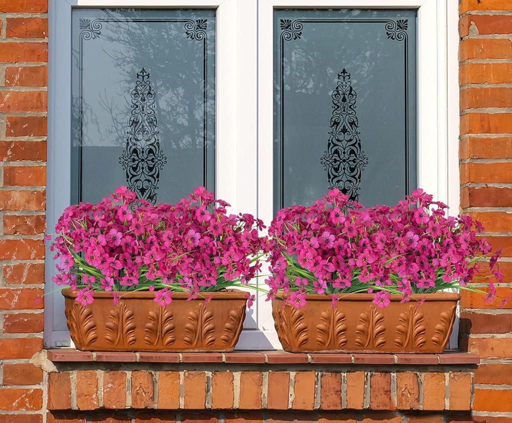 6lı Set Yapay Çiçek Sazlı Mine Fuşya Renk 5 Dallı 33cm