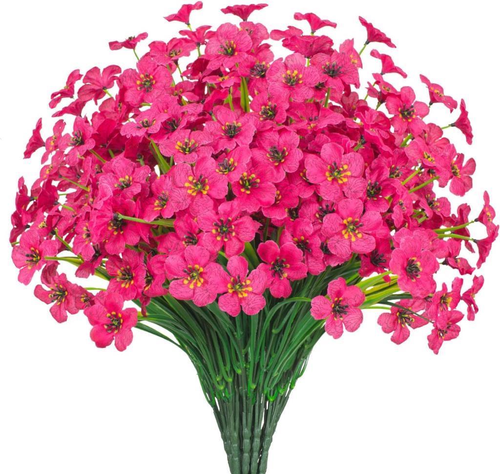 6lı Set Yapay Çiçek Sazlı Mine Fuşya Renk 5 Dallı 33cm