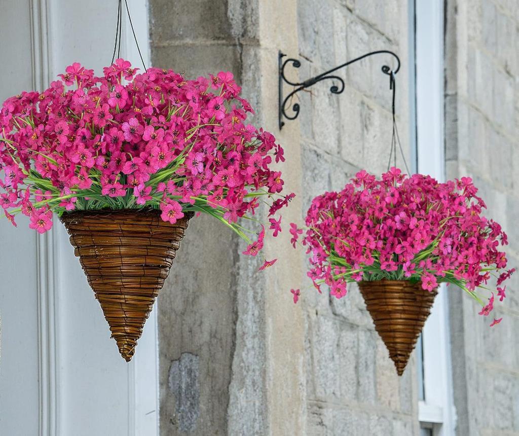 6lı Set Yapay Çiçek Sazlı Mine Fuşya Renk 5 Dallı 33cm