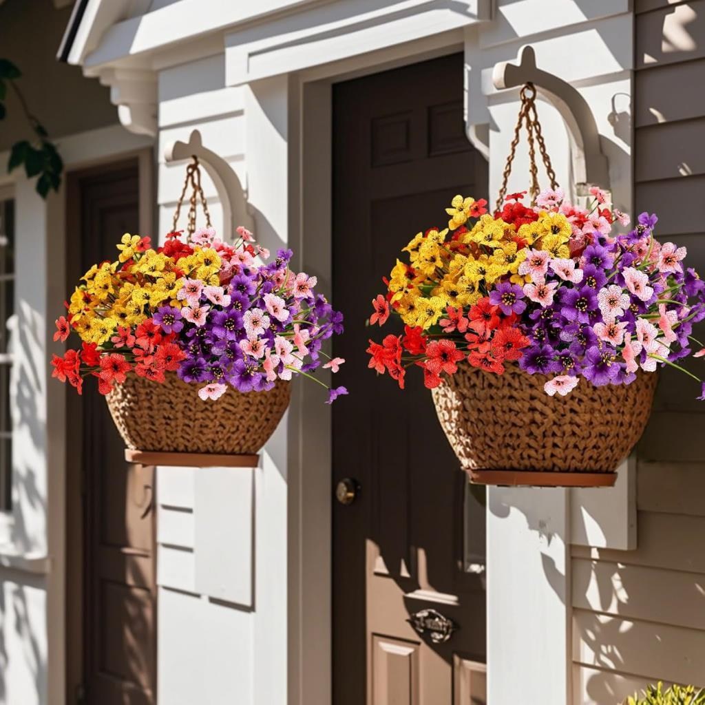 6lı Set Yapay Çiçek Sazlı Mine Karışık Renk 5 Dallı 33cm