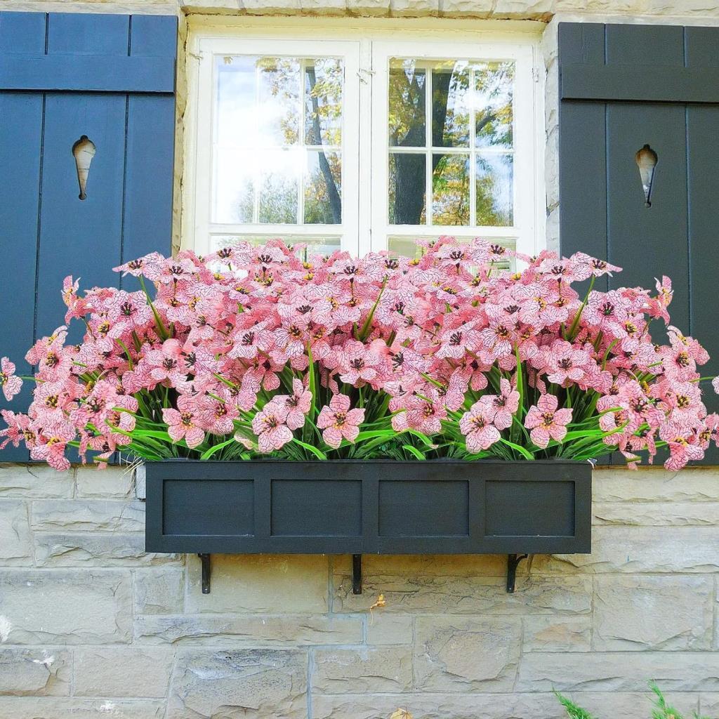 6lı Set Yapay Çiçek Sazlı Mine Pembe Renk 5 Dallı 33cm