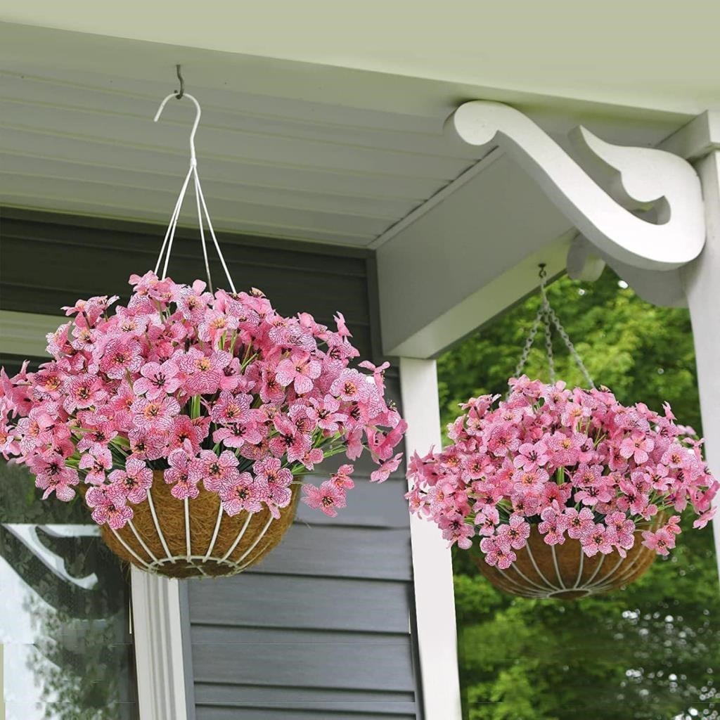 6lı Set Yapay Çiçek Sazlı Mine Pembe Renk 5 Dallı 33cm